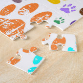 犬動揺してカラフルの手のプリント ジグソーパズル (側面)