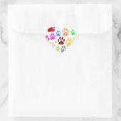 犬動揺してカラフルの手のプリント ハートシール (バッグ)