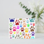 犬動揺してカラフルの手のプリント ポストカード (スタンド正面)