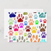 犬動揺してカラフルの手のプリント ポストカード (正面/裏面)