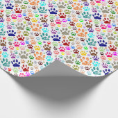 犬動揺してカラフルの手のプリント ラッピングペーパー (角)