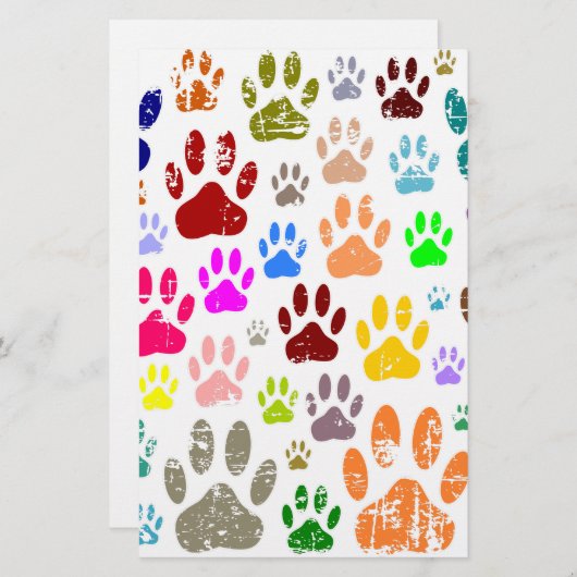 犬動揺してカラフルの手のプリント 便箋 (正面/裏面)