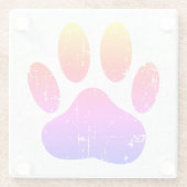 犬動揺してカラフルの足跡 ガラスコースター (裏面)