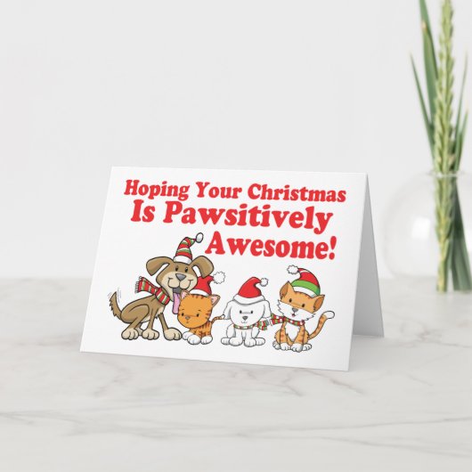 犬及び猫のPawsitivelyの素晴らしいクリスマス シーズンカード (正面)
