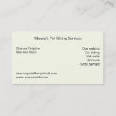 犬及び猫ペット着席サービス 名刺 (裏面)