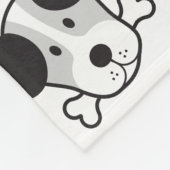 犬及び骨大きいパターン白黒 フリースブランケット (角)