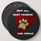 犬友最高の赤いハート金ゴールドの足でペットをプリント 缶バッジ (正面&裏面)