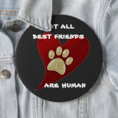 犬友最高の赤いハート金ゴールドの足でペットをプリント 缶バッジ (インサイチュ)