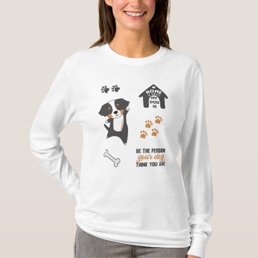 犬可愛いステッカーセットベルネーゼ山 Tシャツ (正面)