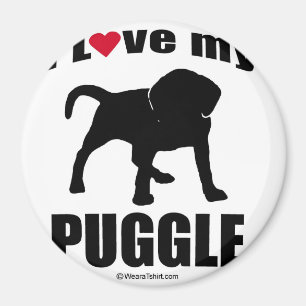 "犬品種"の- PUGGLE - "私は愛します私のPUGGLE "を マグネット