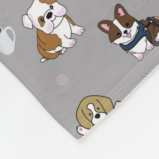 犬図解入りの、写真付きのの背 フリースブランケット (角)