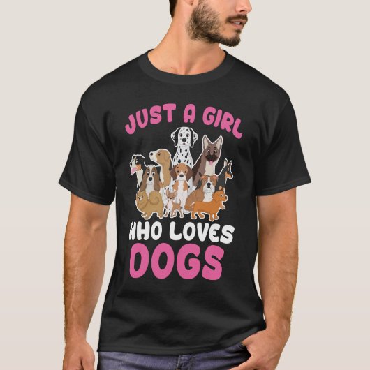 犬好きな女の子 - かわいいパピーTシャツ- Tシャツ (正面)