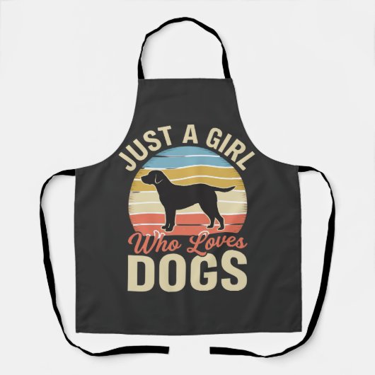 犬好きな女の子 ヴィンテージ風デザイン エプロン (正面)