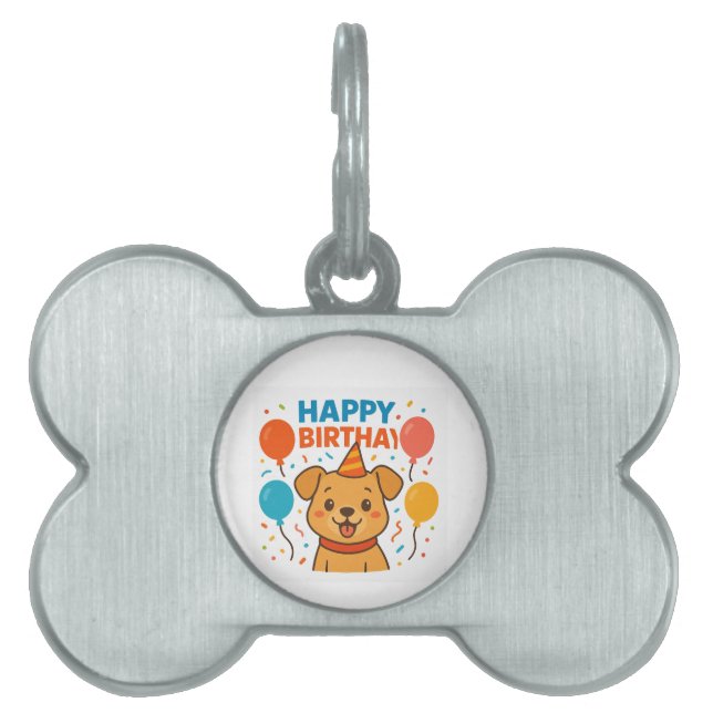 犬好きな方への犬の誕生日プレゼント ペットネームタグ (正面)