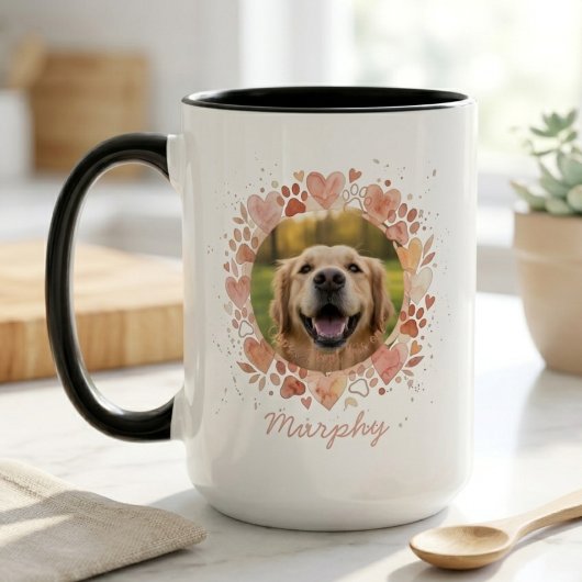 犬好きのためのウォーターカラーのリースのギフトマグ マグカップ
