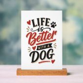 犬好きのためのウォールアート - 犬がいると人生はもっと素敵 アクリルサイン (ニュートラル)