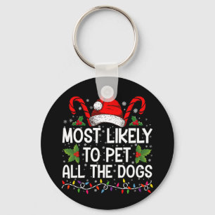 犬好きのためのクリスマスグッズ すべての犬を撫でる確率が最も高い面白いクリスマス キーホルダー