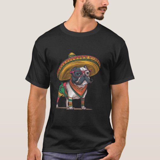 犬好きのためのシノ・デ・マヨTシャツ 楽しいメキシカンH Tシャツ (正面)
