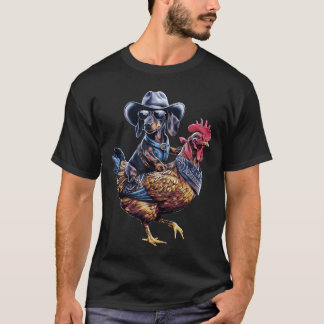 犬好きのためのダックスフントのコウモリ乗馬チキン l tシャツ