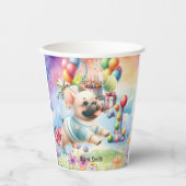 犬好きのためのテニス1歳の誕生日パーティー 紙コップ (正面)