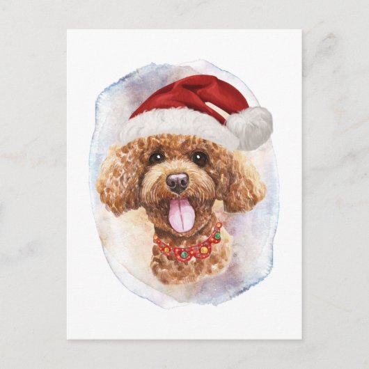 犬好きのためのプードル・クリスマスギフト シーズンポストカード (正面)