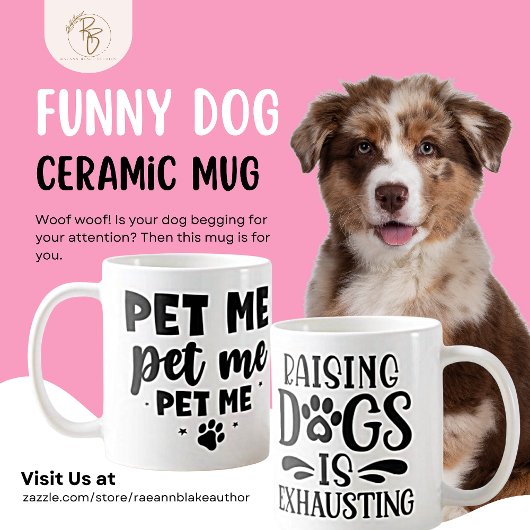 犬好きのための陶器マグカップ「撫でて」 コーヒーマグカップ