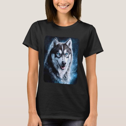 犬好きのための面白いハスキー犬デザイン Tシャツ (正面)
