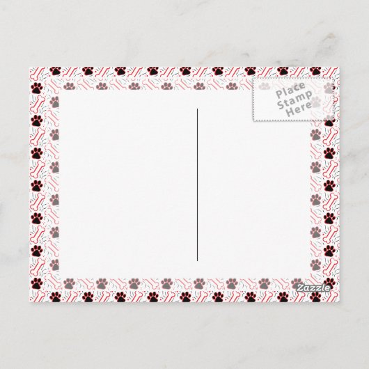 犬好きのための面白い肉球と骨のデザイン ポストカード (裏面)