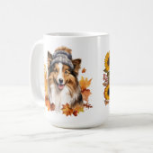 犬好きのための「秋だね」マグカップ コーヒーマグカップ (正面左)