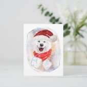 犬好きのクリスマスプレゼントをサモアイ シーズンポストカード (スタンド正面)