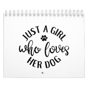 犬好きのデザインただの犬好きの女の子 カレンダー