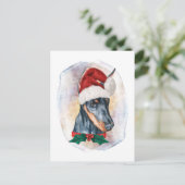 犬好きのドバーマンクリスマスプレゼント シーズンポストカード (スタンド正面)