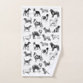 犬好きのヴィンテージ白黒品種 バスタオルセット (ハンドタオル)