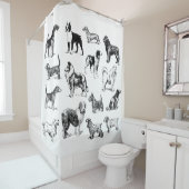 犬好きのヴィンテージ白黒犬が繁殖 シャワーカーテン (インサイチュ)