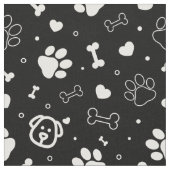 犬好きの前足は、黒と白のハート子犬が大好き ファブリック (クローズアップ)