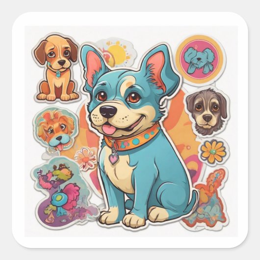 犬好きの喜び： スクエアシール (正面)