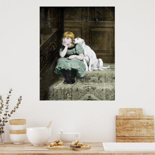 犬好きの女の子 ポスター (キッチン)