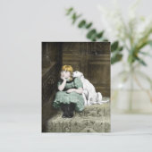 犬好きの女の子 ポストカード (スタンド正面)