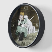 犬好きの女の子 壁時計 (傾斜)