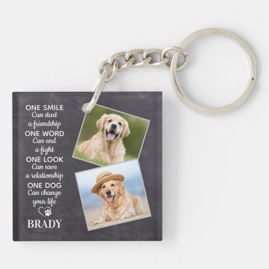 犬好きの引用文がペッパーソナライズされたト写真を残す キーホルダー (裏面)