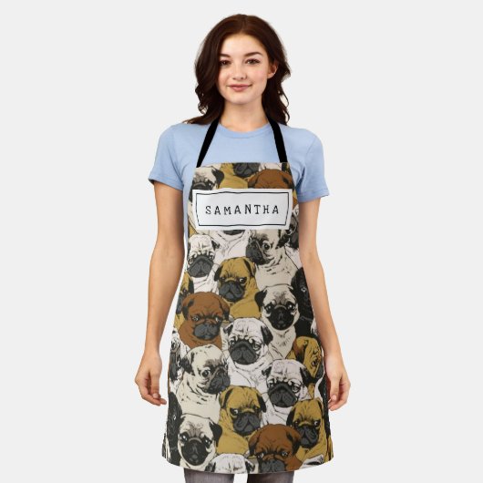 犬好きの犬用かわいい贈り物 – お母さん/パパパーソナライズされた エプロン (着用した状態)
