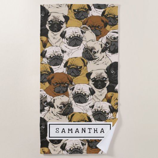 犬好きの犬用かわいい贈り物 – お母さん/パパパーソナライズされた ビーチタオル (正面)