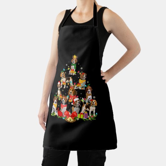 犬好きの贈り物ビーグルツリークリスマスライト エプロン (インサイチュ)