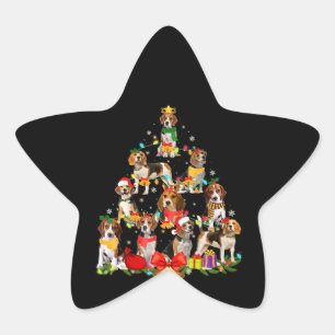 犬好きの贈り物ビーグルツリークリスマスライト 星シール