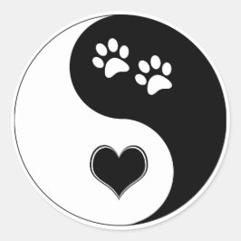 犬好きの陰陽ハート肉球プリント ラウンドシール