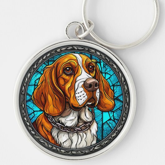 犬好きへのギフト ビーグルのかわいい肖像 キーホルダー (正面)