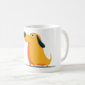 犬好きへのギフト ミニマリストな女性と犬のイラスト コーヒーマグカップ (正面右)