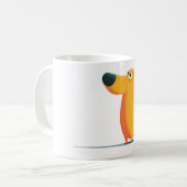 犬好きへのギフト ミニマリストな女性と犬のイラスト コーヒーマグカップ (正面左)