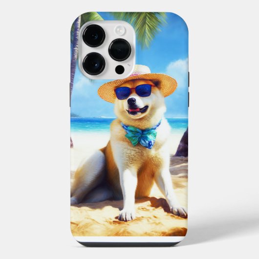 犬好きへの夏のギフト 秋田犬ビーチ iPhoneケース (裏面)