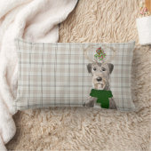 犬好きクリスマスアイリッシュウルフハウンドとプレイド ランバークッション (ブランケット)